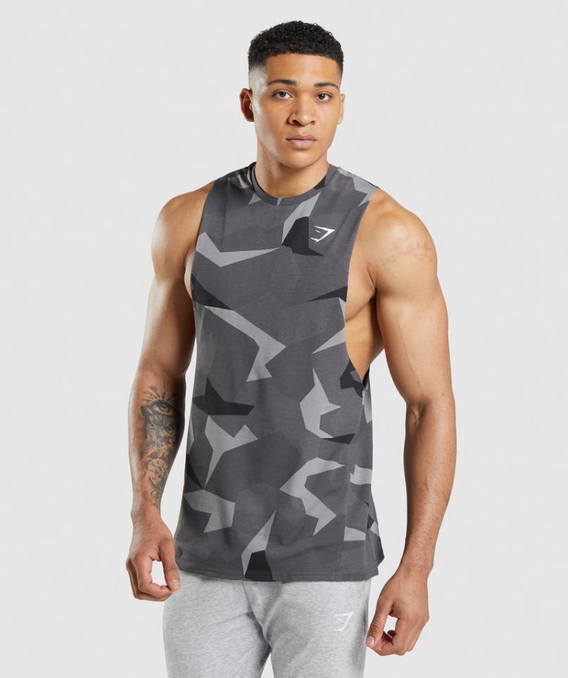 Men\'s Gymshark Critical Drop Arm Tanks Camo | CA DN6371